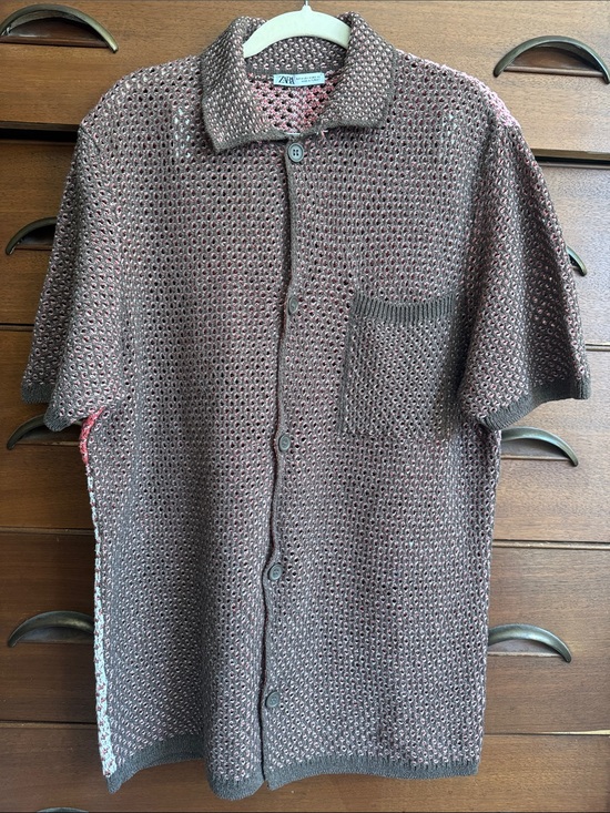 Zara Other - Zara Western themed Crochet Button Front Polo